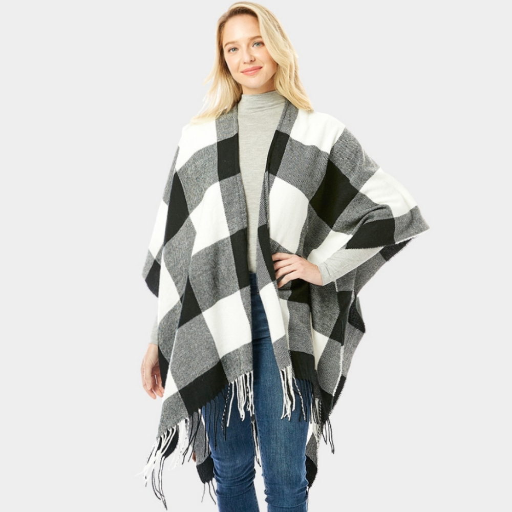 Black and white Checkered Shawl - Picture 1 of 4